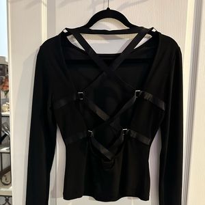GUESS black shirt w/ open strappy back.